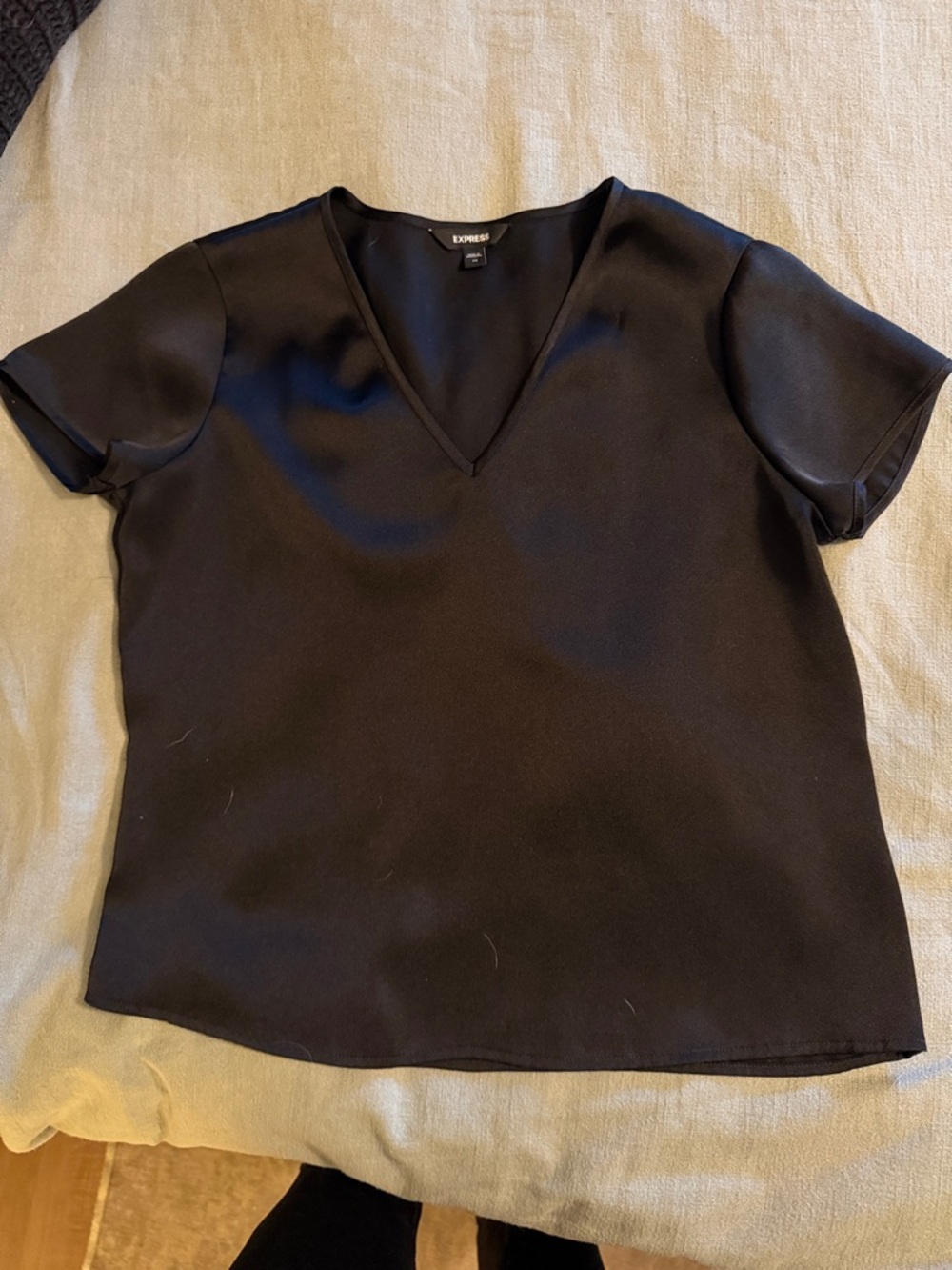 Express Black V-Neck Short Sleeve Top